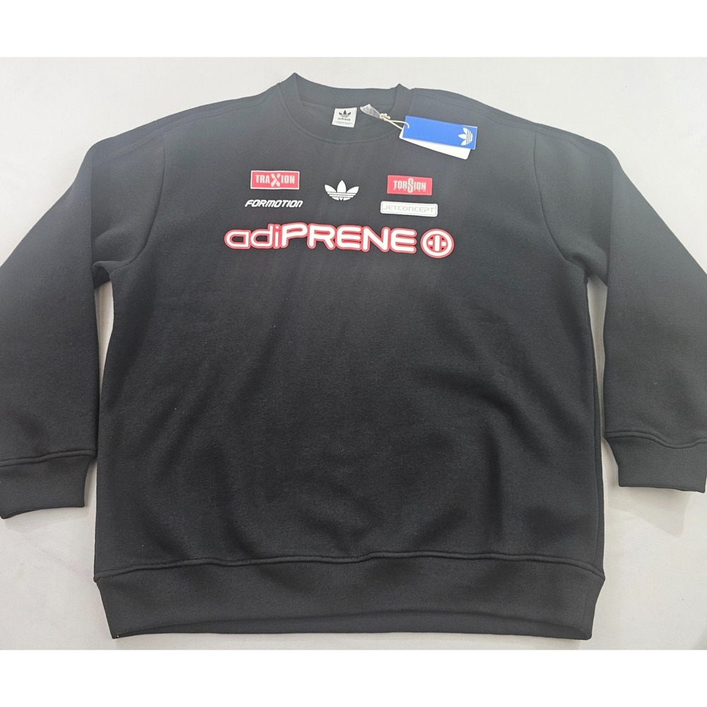 Adidas AdiPrene Sweatshirt Womens S Black ESS Crew HZ0986 Oversized Pullover